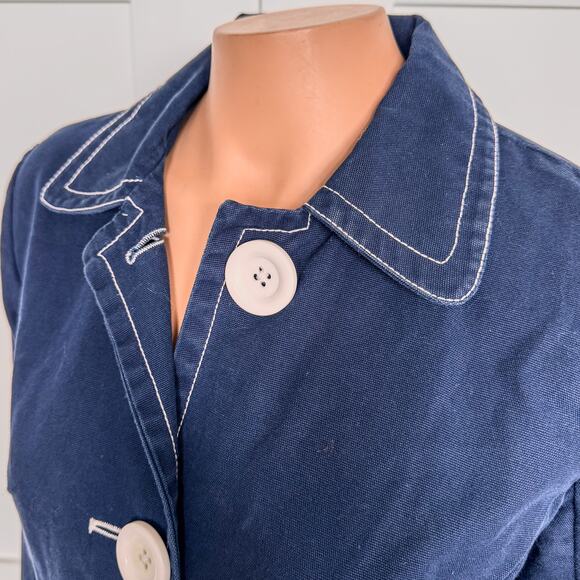 Libertine for Target, Navy Trench Coat/Jacket w/ Oversized Buttons-Women’s Small - Picture 6 of 9